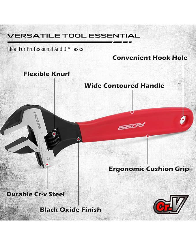 SEDY Adjustable Wrench Set Pipe Spanner: 6" 8" 10" - Image 3