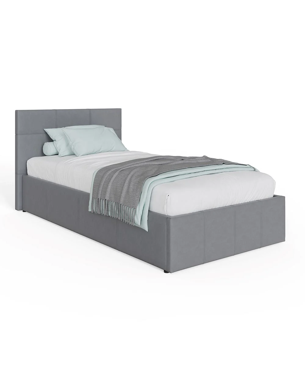 Side Lift ottoman Single Bed Grey Faux Leather - Image 5