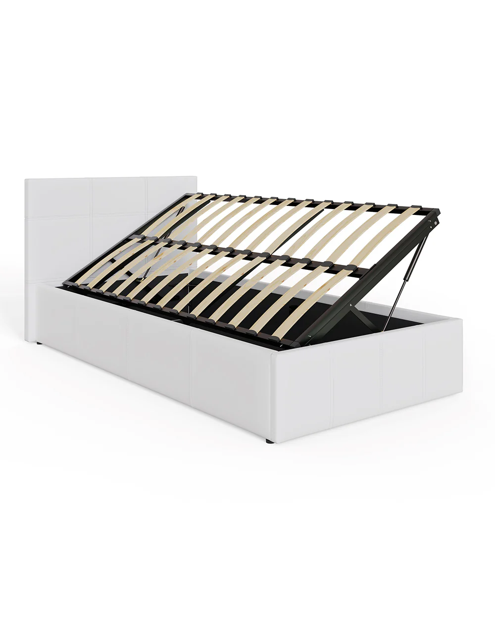 Side Lift ottoman Single Bed White Faux Leather - Image 5