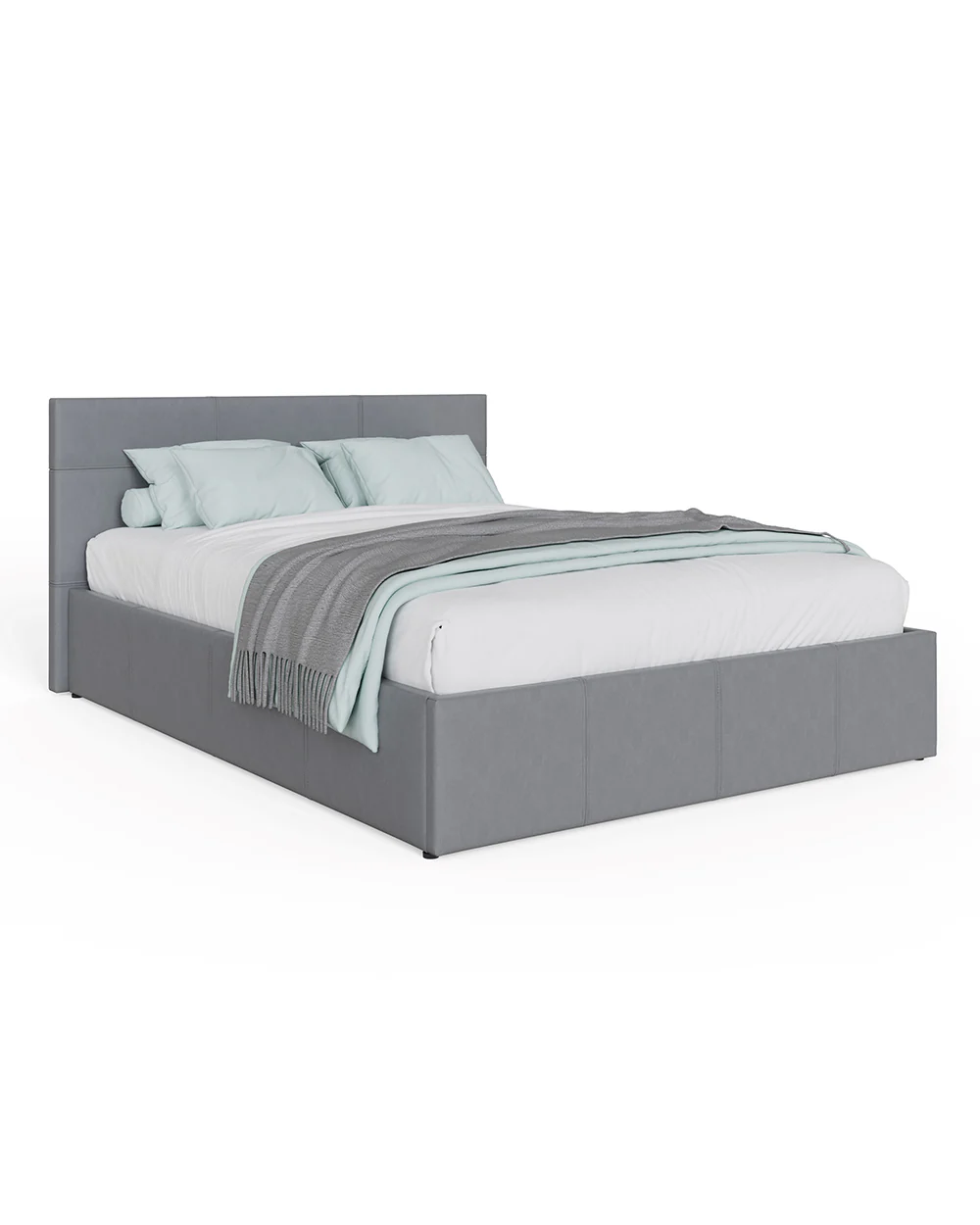 Side Lift Ottoman Small Double Bed Grey Faux Leather - Image 3