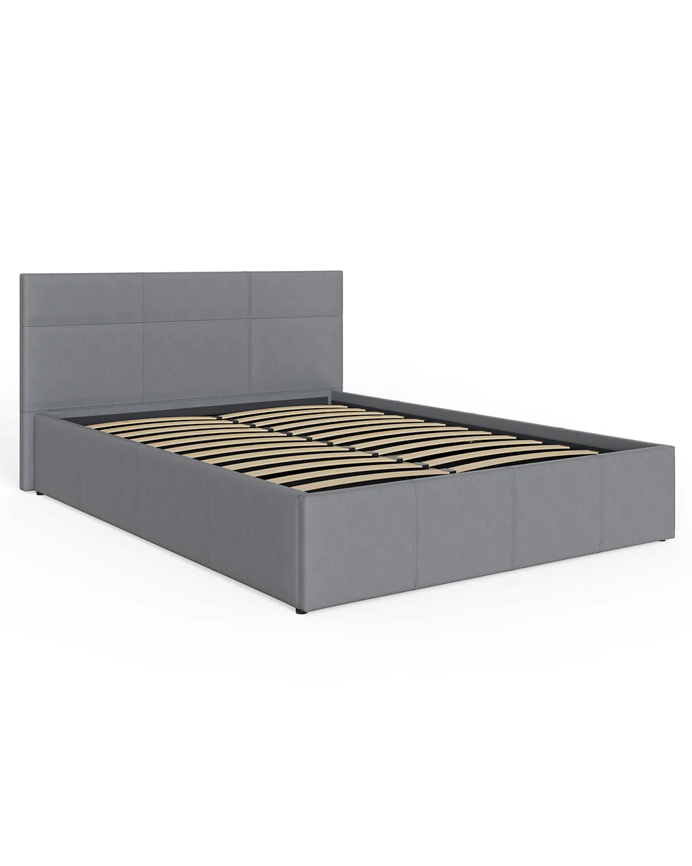 Side Lift Ottoman Small Double Bed Grey Faux Leather - Image 4