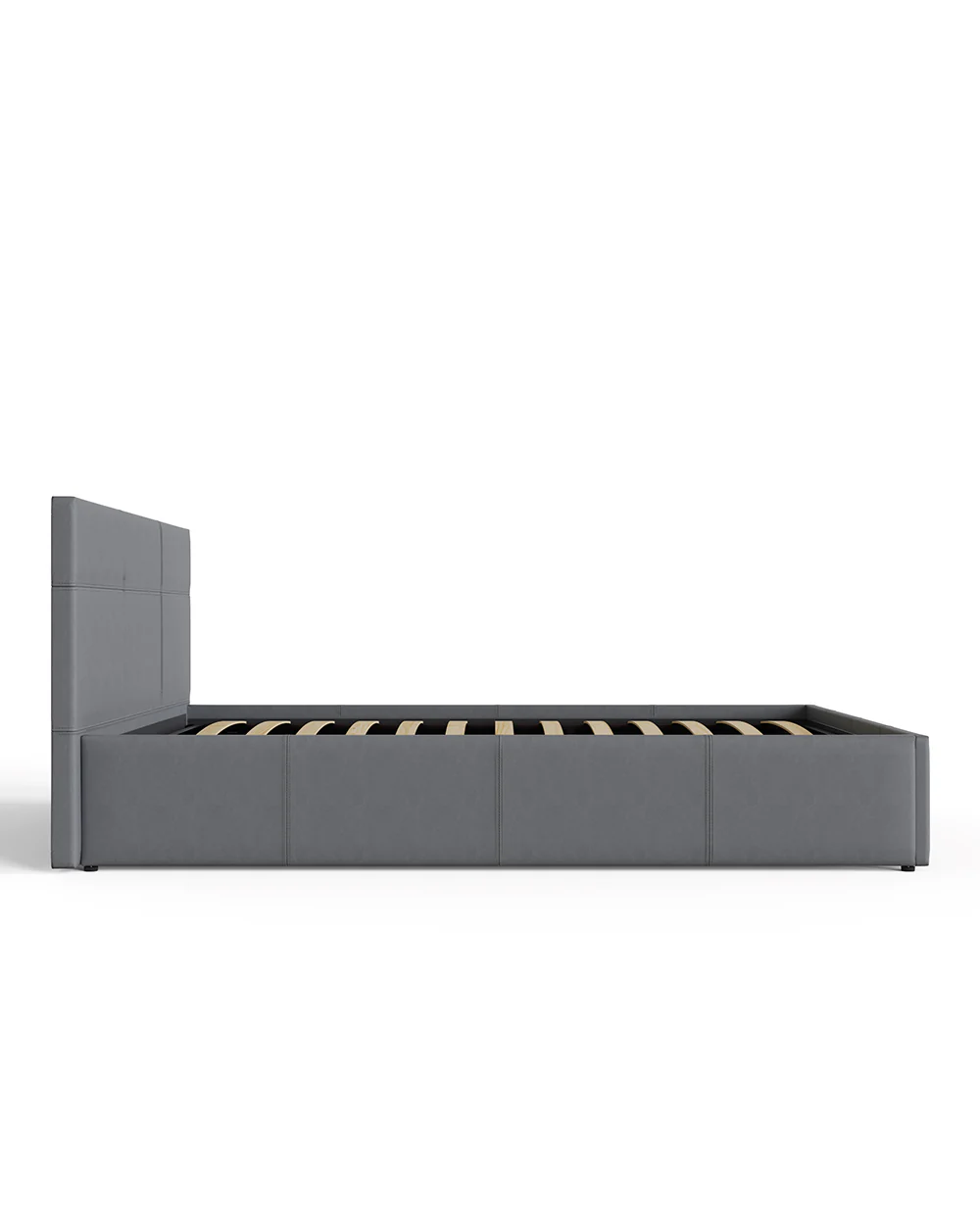 Side Lift Ottoman Small Double Bed Grey Faux Leather - Image 6