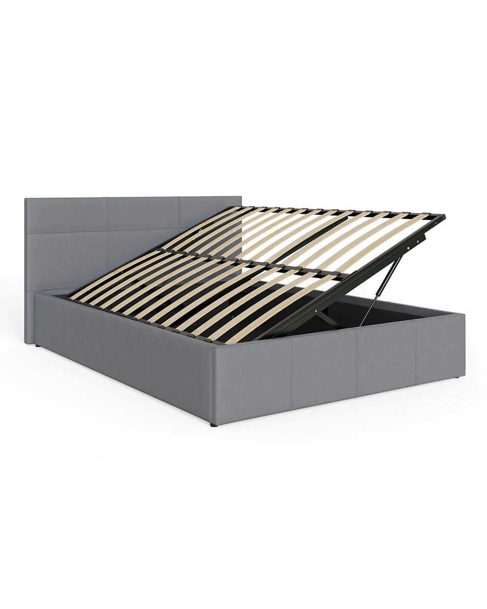 Side Lift Ottoman Small Double Bed Grey Faux Leather - Image 8