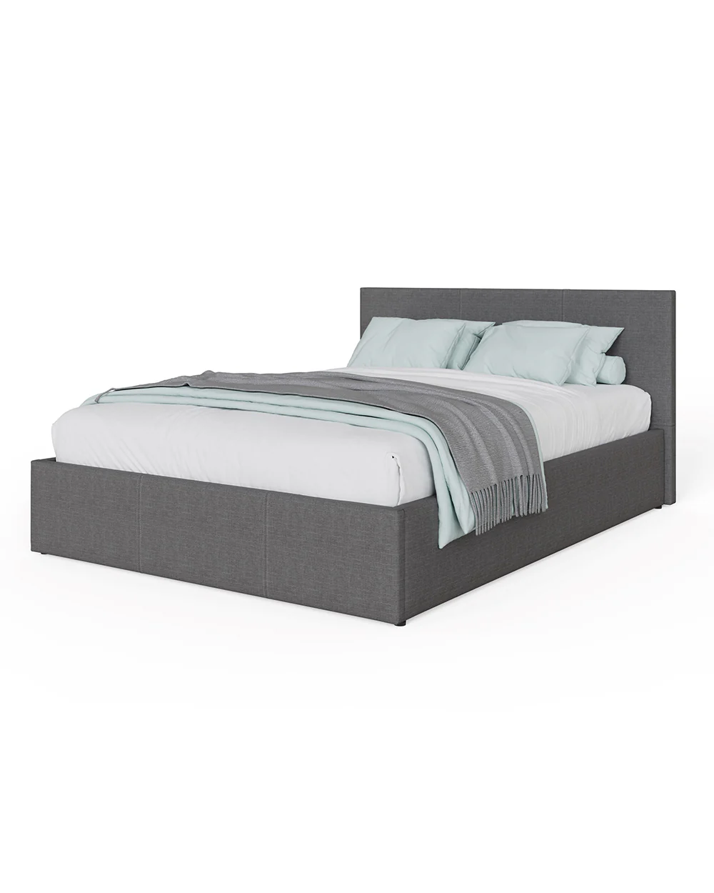 Side Lift Ottoman Small Double Bed Grey Hopsack - Image 3