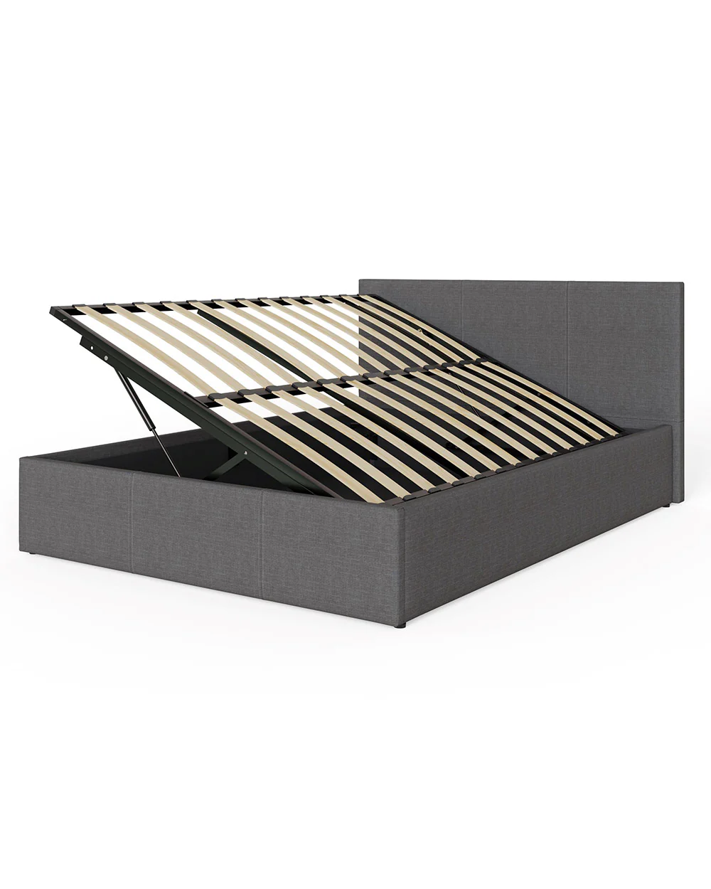 Side Lift Ottoman Small Double Bed Grey Hopsack - Image 4