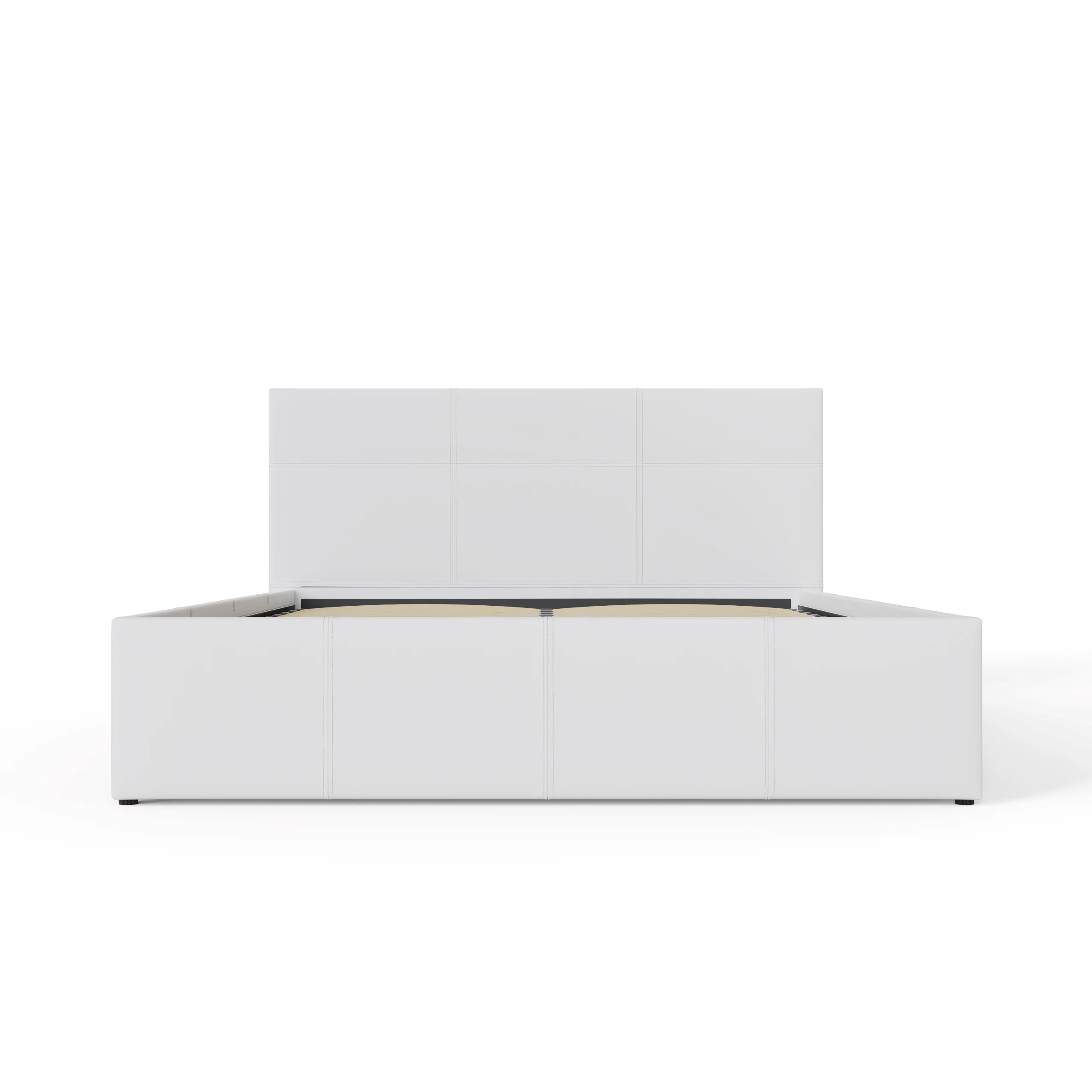 Side Lift Ottoman Small Double Bed White Faux Leather 120cm - Image 3