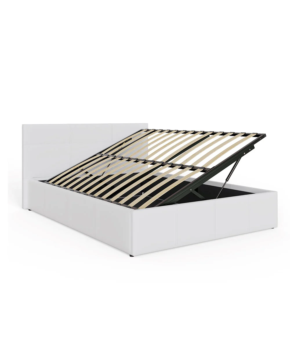 Side Lift Ottoman Small Double Bed White Faux Leather 120cm - Image 6