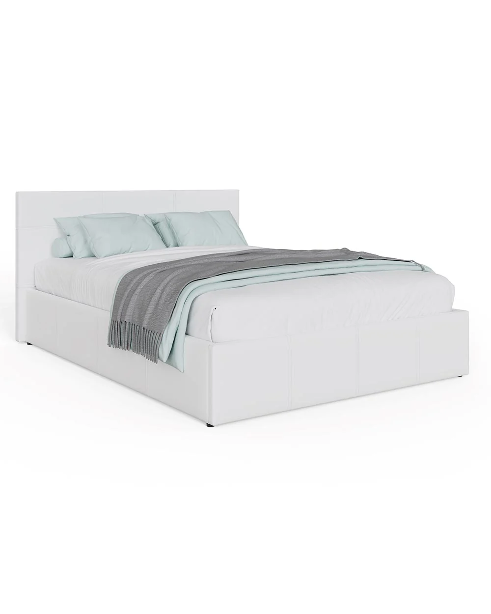 Side Lift Ottoman Small Double Bed White Faux Leather 120cm - Image 7