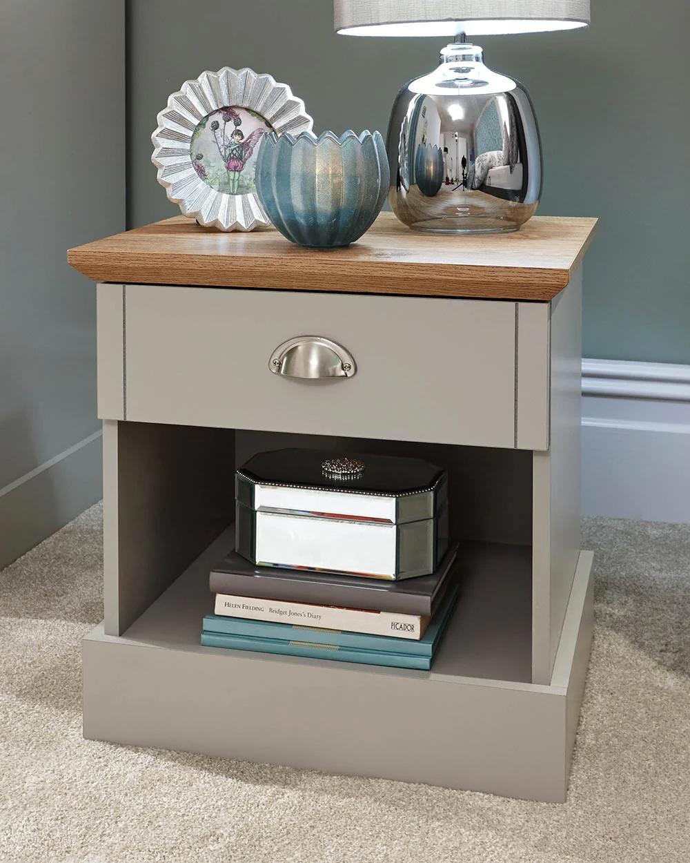 Kendal Single Bedside Table 1 Drawer Grey