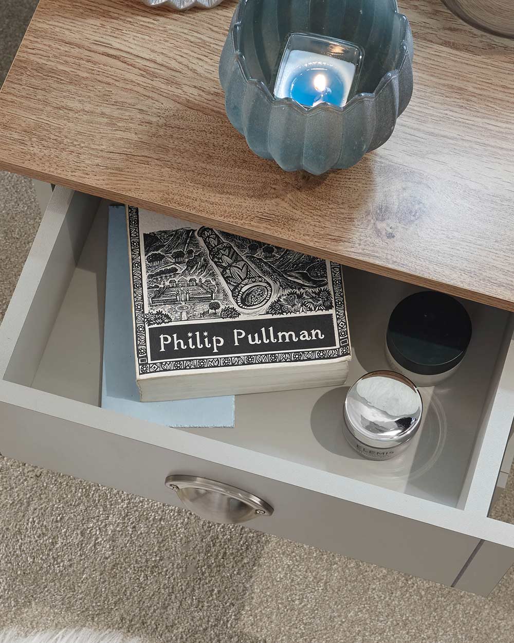 Kendal Single Bedside Table 1 Drawer Grey - Image 3
