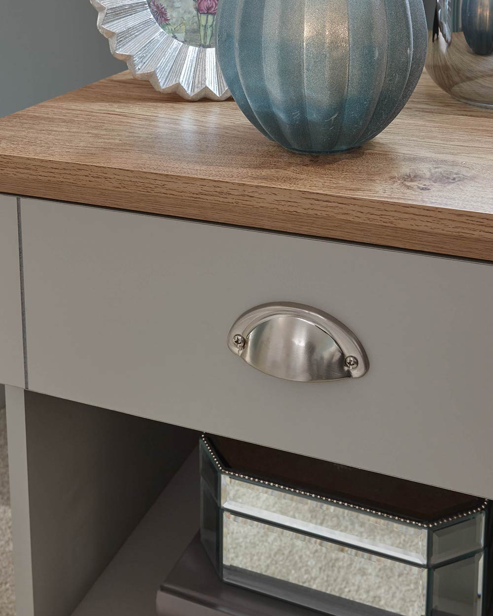 Kendal Single Bedside Table 1 Drawer Grey - Image 5