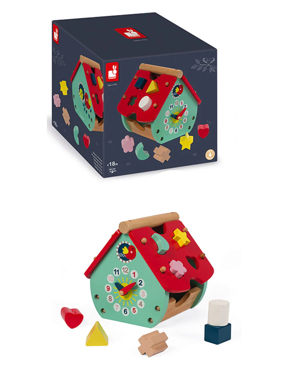 Sorting Toy Wooden House Clock, 18 Months+ - Image 2