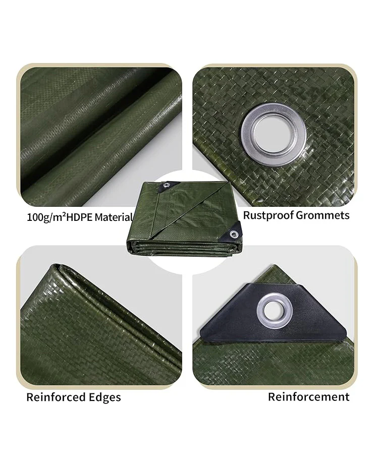 Tarpaulin Waterproof Groundsheet Sheet Cover 3x4m Green - Image 3