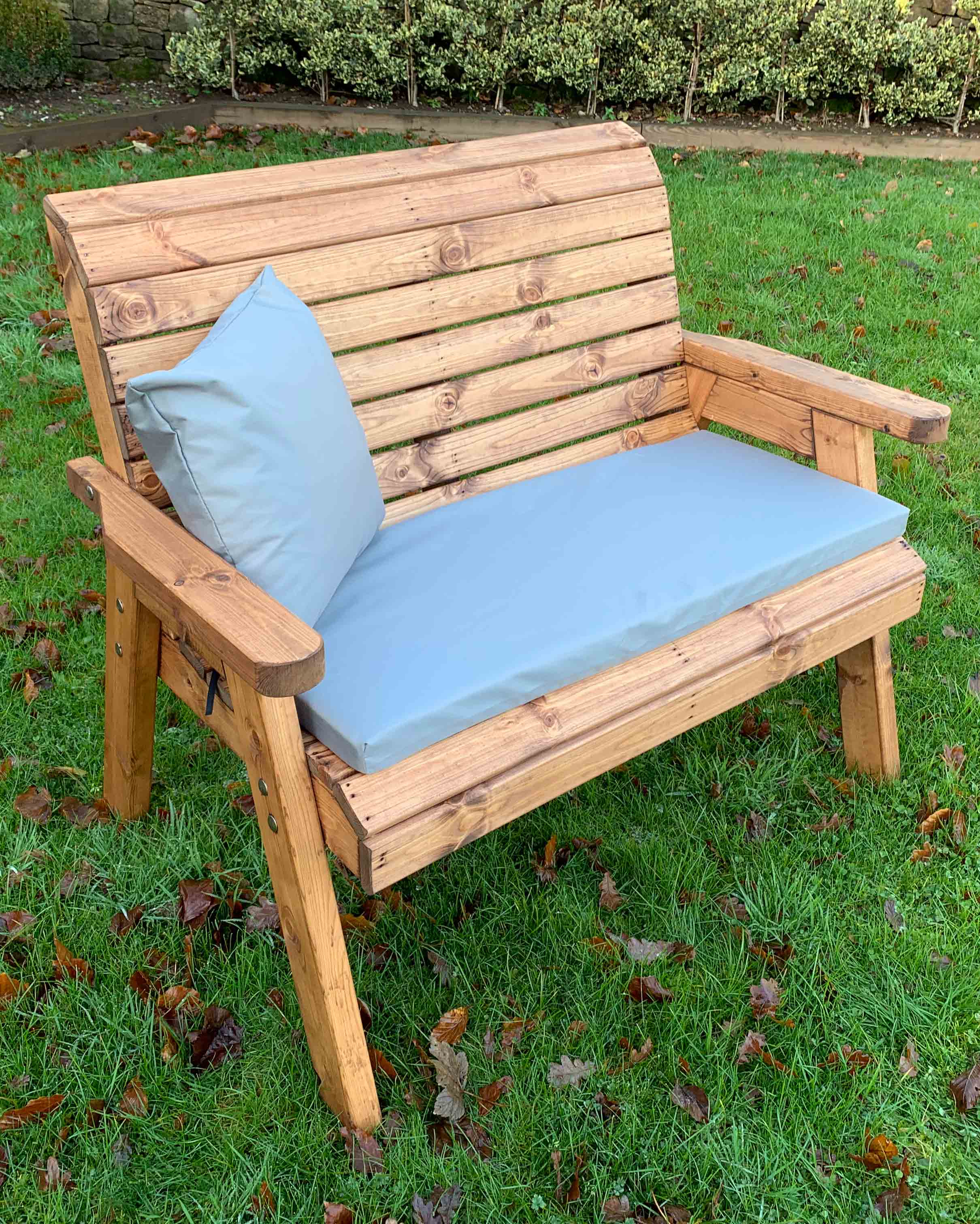Charles Taylor Two Seater Bench with Grey Cushions HB19GR
