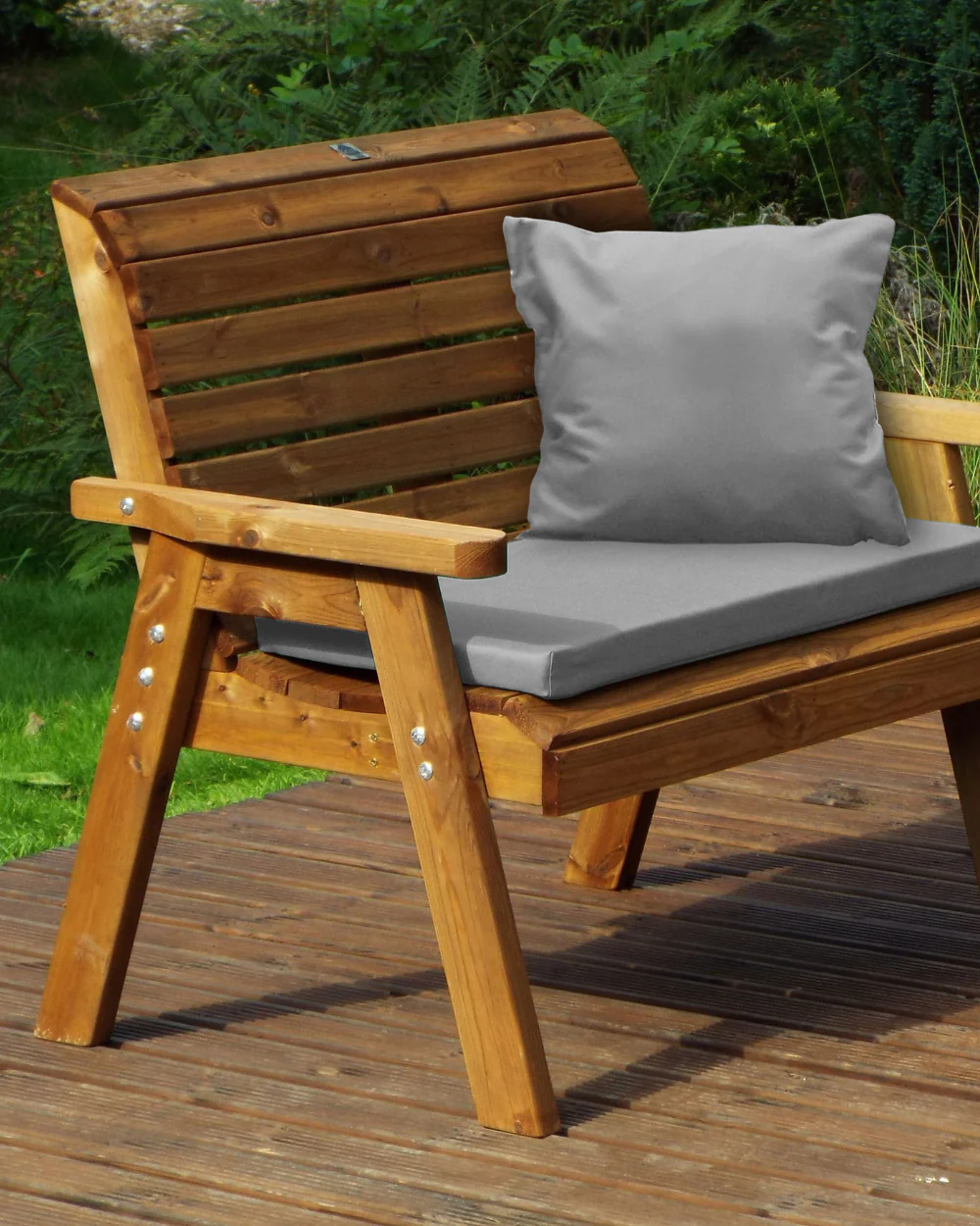 Charles Taylor Two Seater Bench with Grey Cushions HB19GR - Image 2
