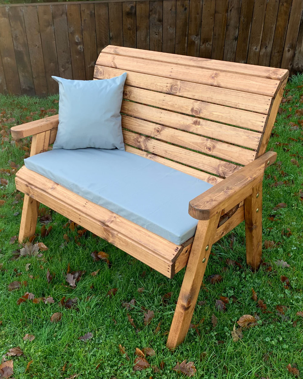 Charles Taylor Two Seater Bench with Grey Cushions HB19GR - Image 3