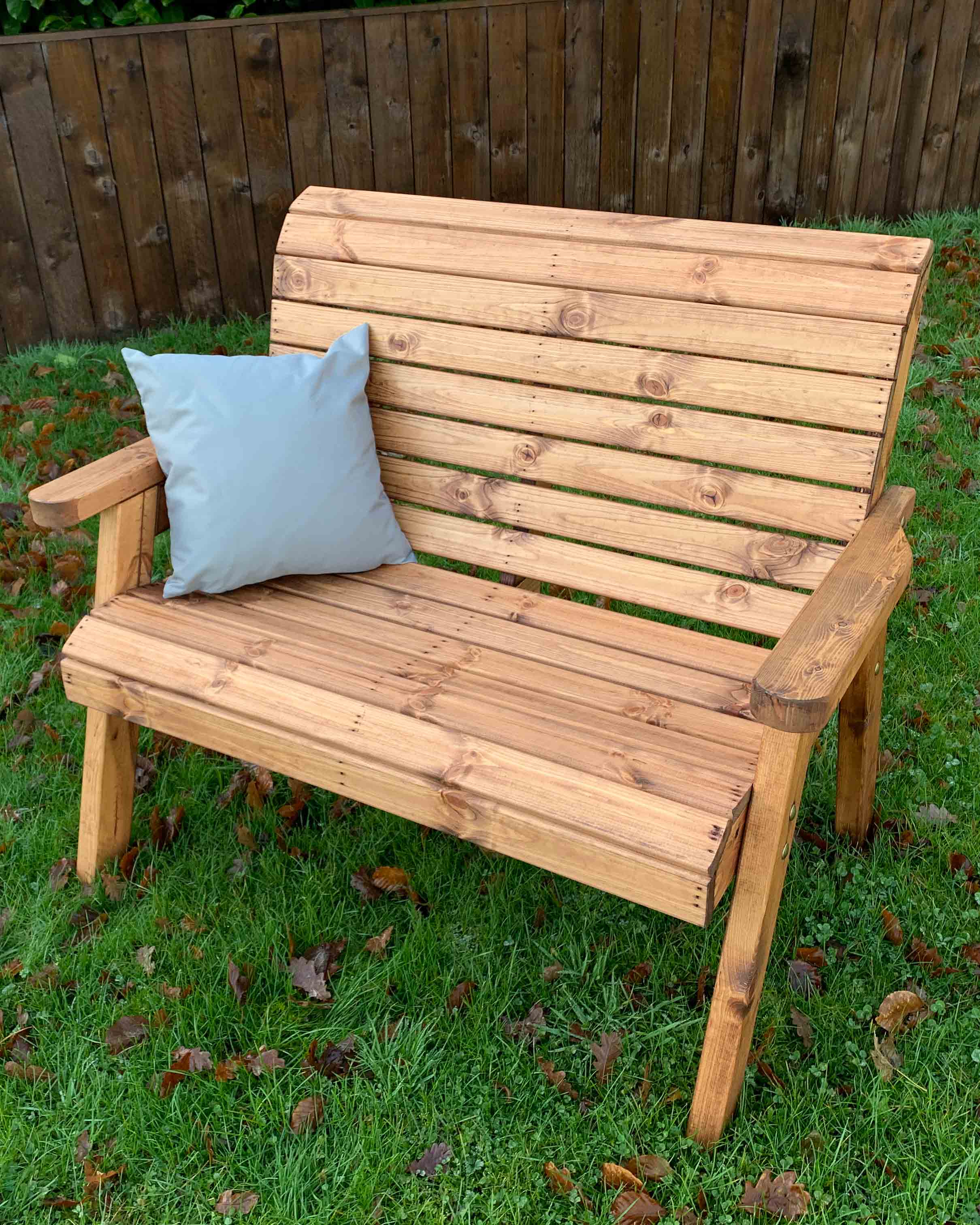Charles Taylor Two Seater Bench with Grey Cushions HB19GR - Image 5