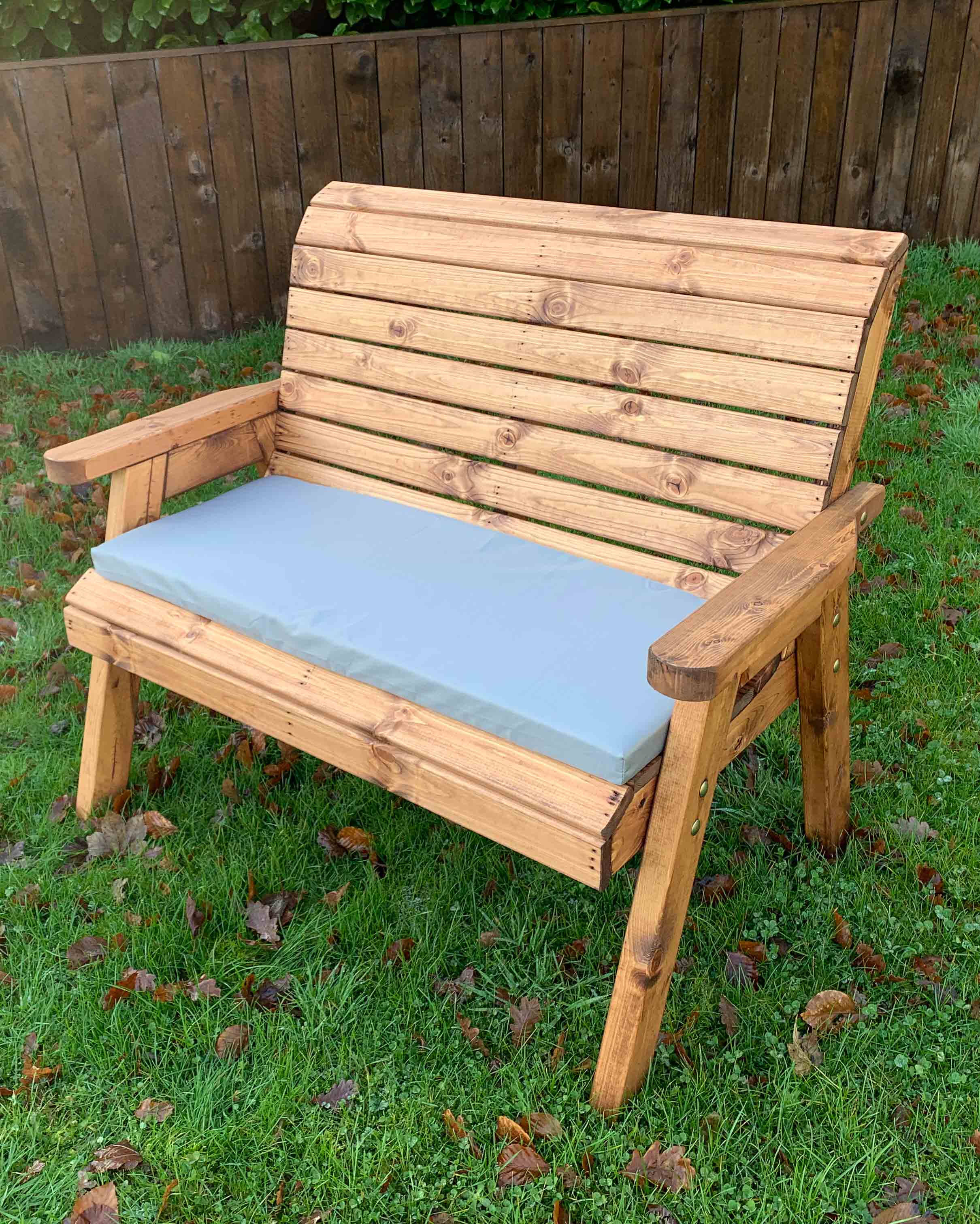Charles Taylor Two Seater Bench with Grey Cushions HB19GR - Image 6
