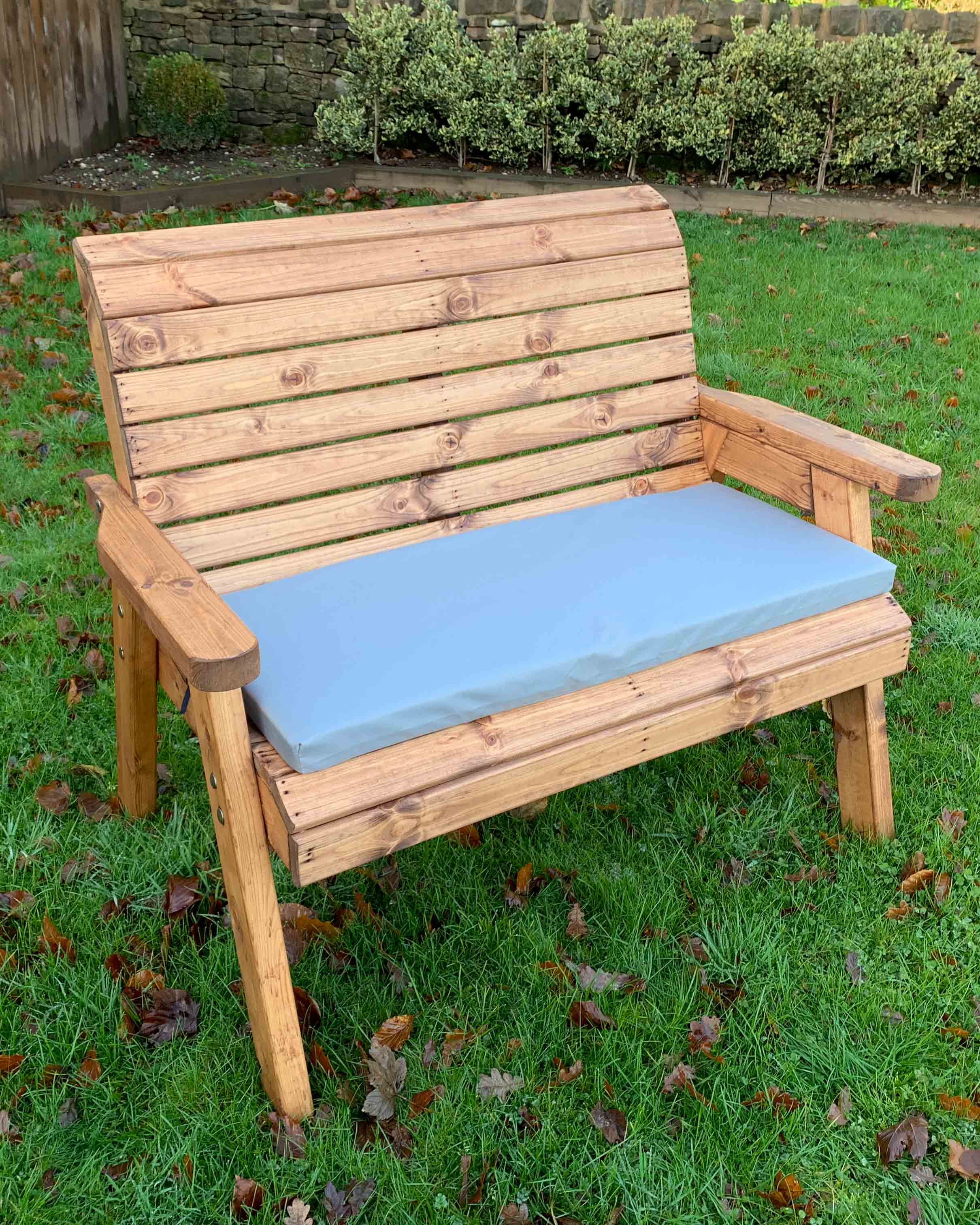 Charles Taylor Two Seater Bench with Grey Cushions HB19GR - Image 7