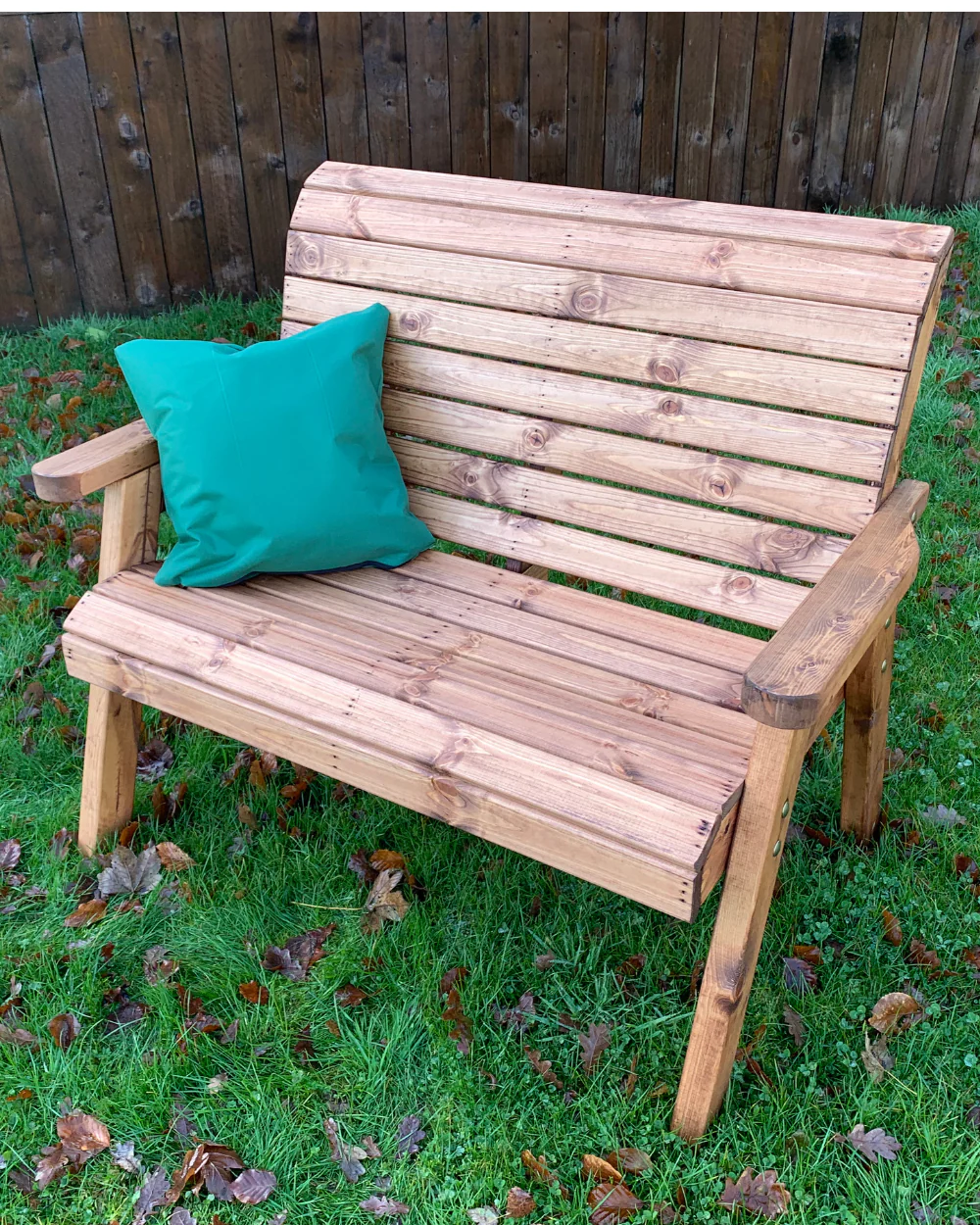 Charles Taylor Two Seater Bench with Green Cushions HB19G - Image 5