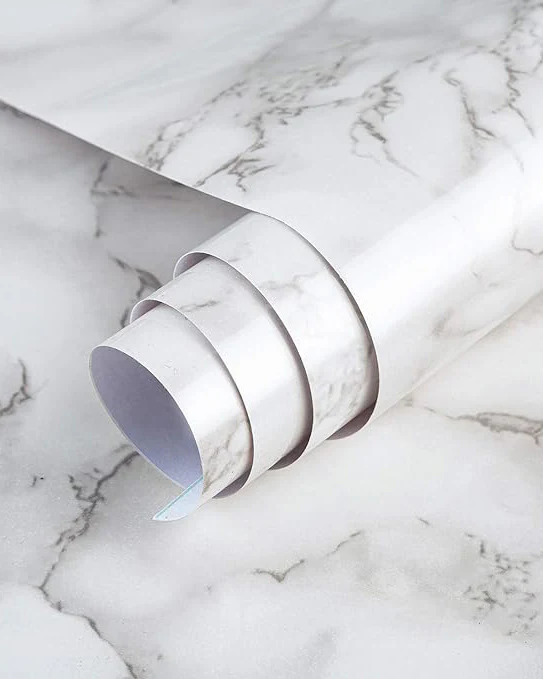 Vinyl Decorative Film Marble Wallpaper Peel Stick White 80x400cm