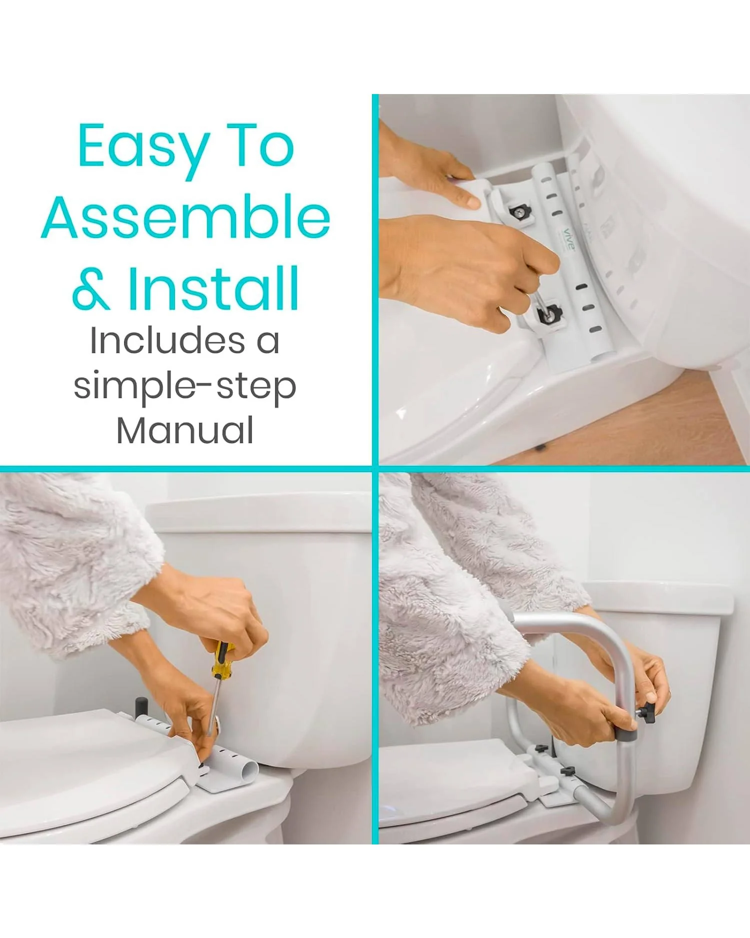 Vive Toilet Rail Bathroom Safety Frame Grab Bar - Image 9