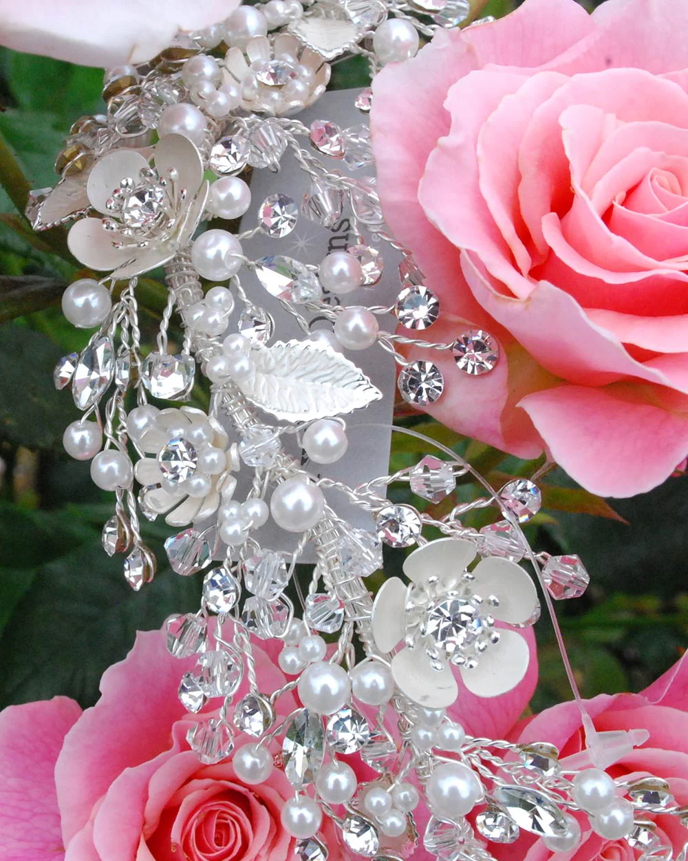 Wedding Hair Vine Floral Diamante Pearl - Image 5