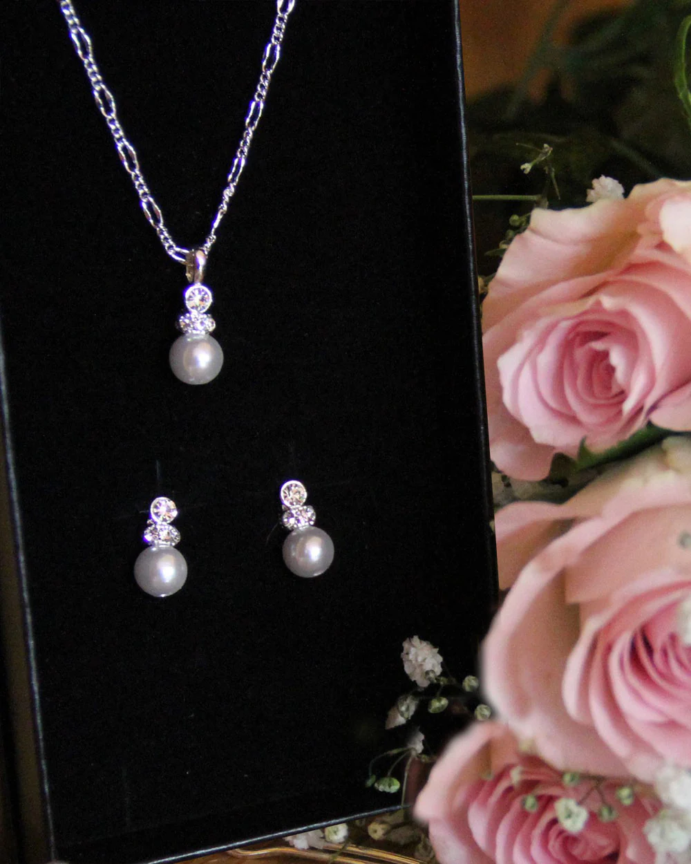 Wedding Jewellery Set Pearl Diamante - Image 2