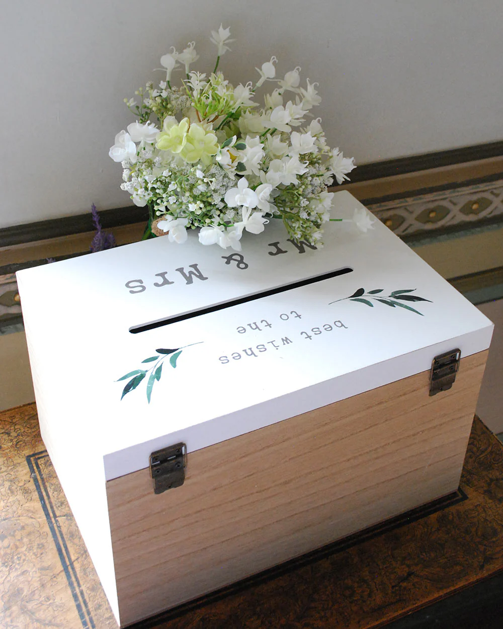 Wedding Post Box Wooden Card Box Mr & Mrs - Image 5