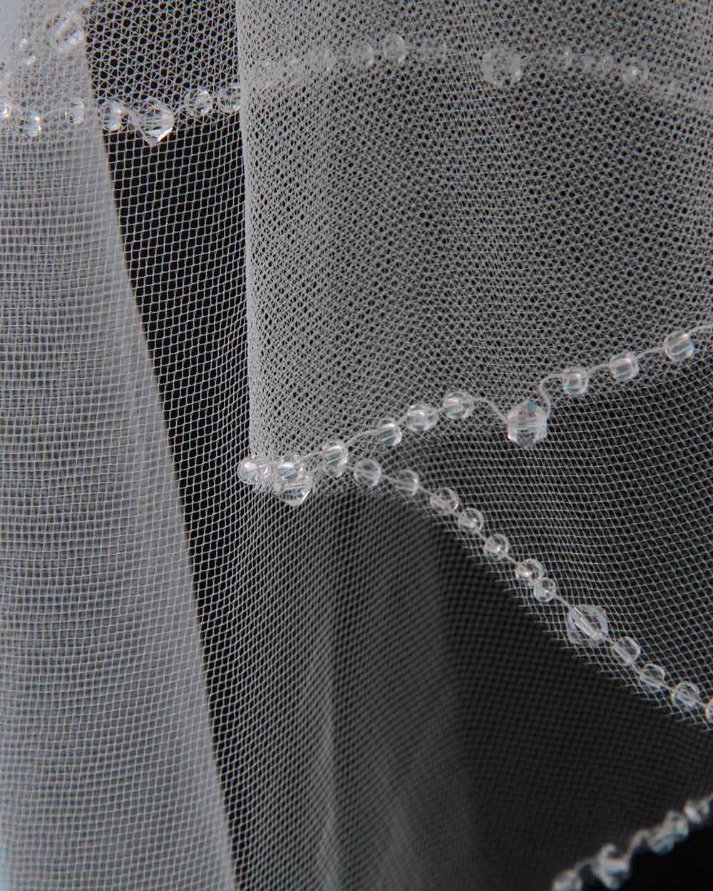 Wedding Veil 2 Tier Beaded Edge Ivory - Image 4