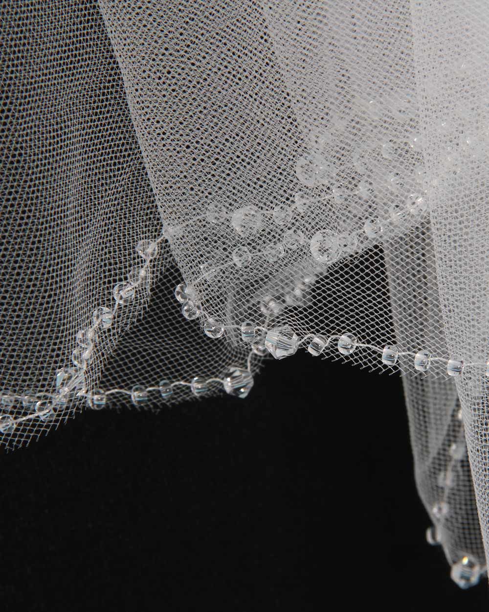 Wedding Veil 2 Tier Beaded Edge Ivory - Image 5