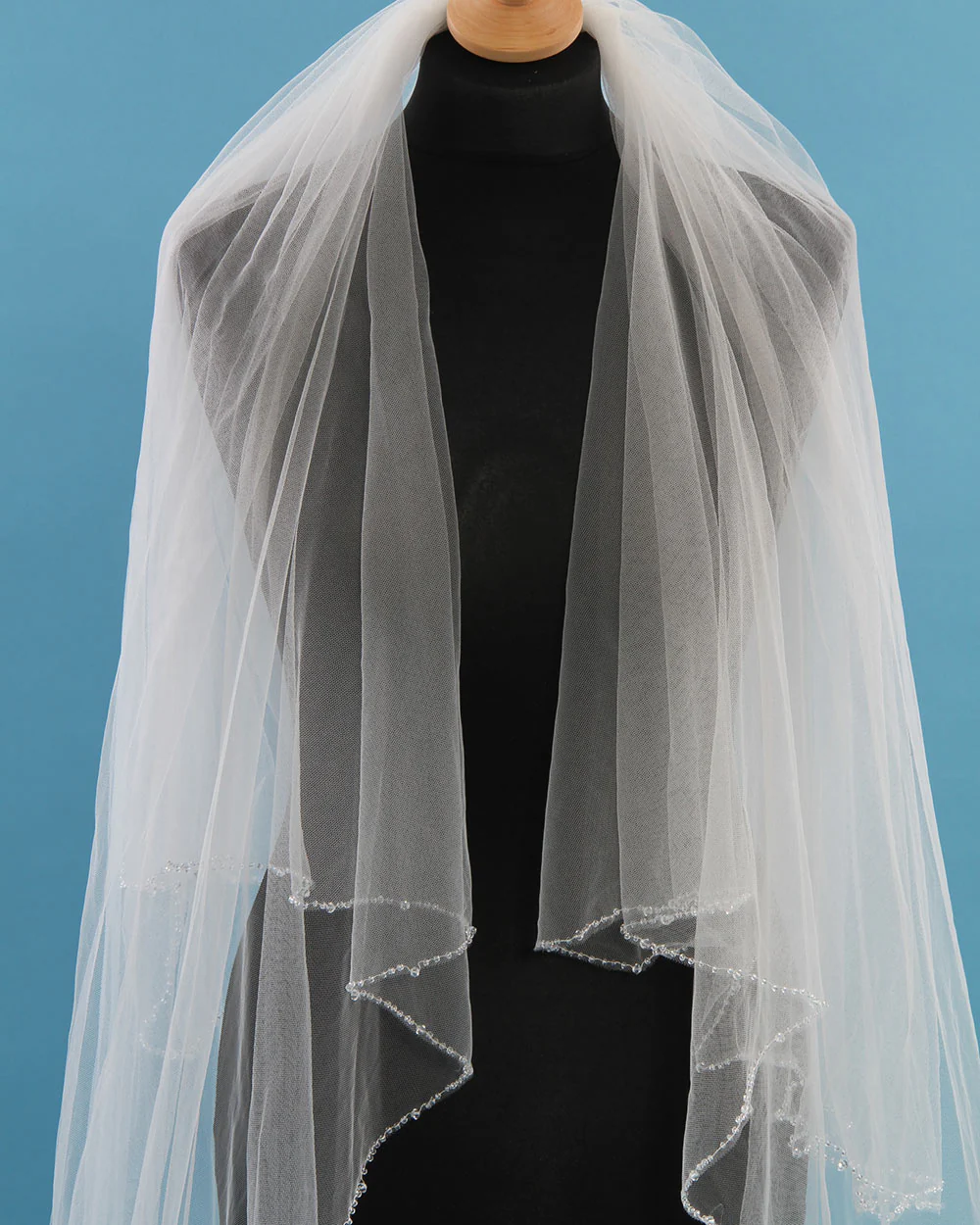 Wedding Veil 2 Tier Beaded Edge Ivory - Image 6