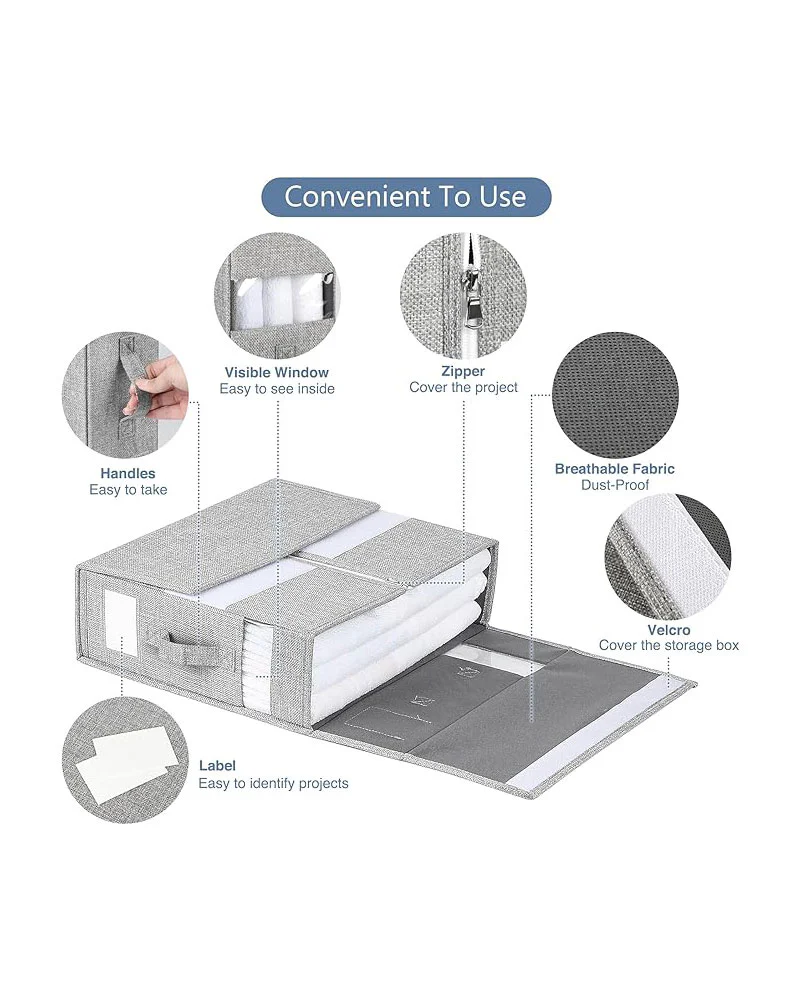 WELTRXE Bedding Storage Bed Sheet Organiser 2 Pack Grey - Image 3
