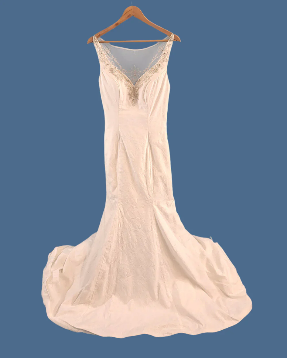White Fish Tail Illusion Wedding Dress Size 10