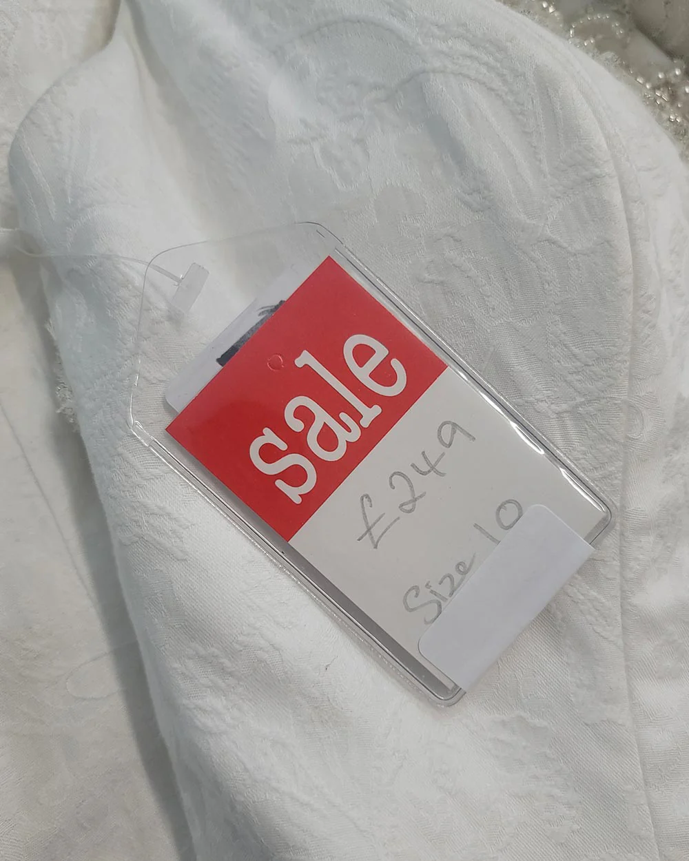 White Fish Tail Illusion Wedding Dress Size 10 - Image 13