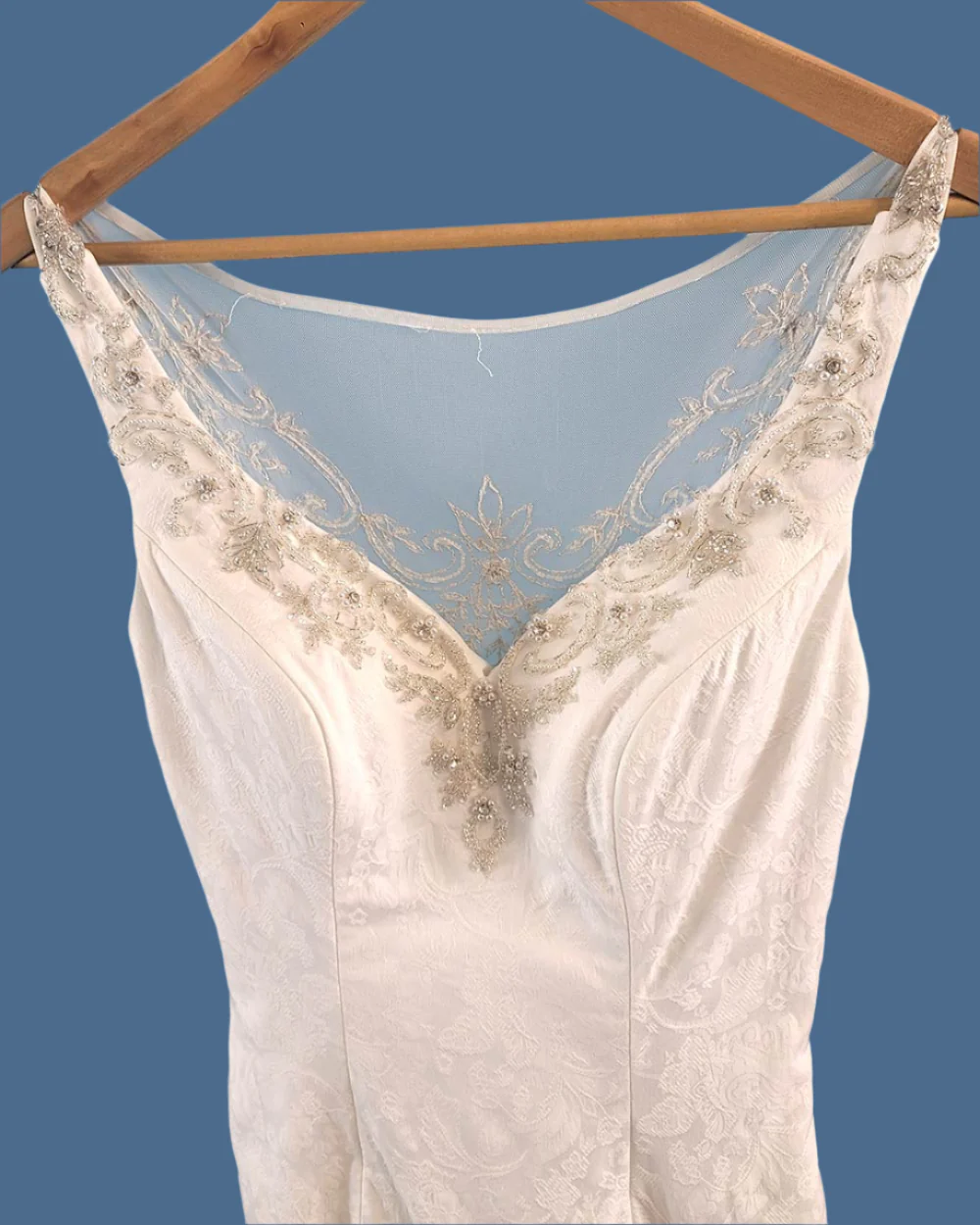 White Fish Tail Illusion Wedding Dress Size 10 - Image 2