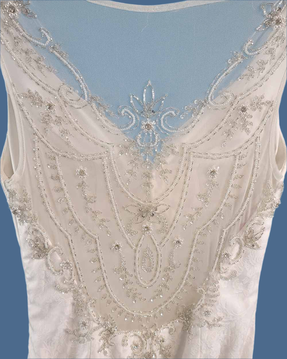 White Fish Tail Illusion Wedding Dress Size 10 - Image 7