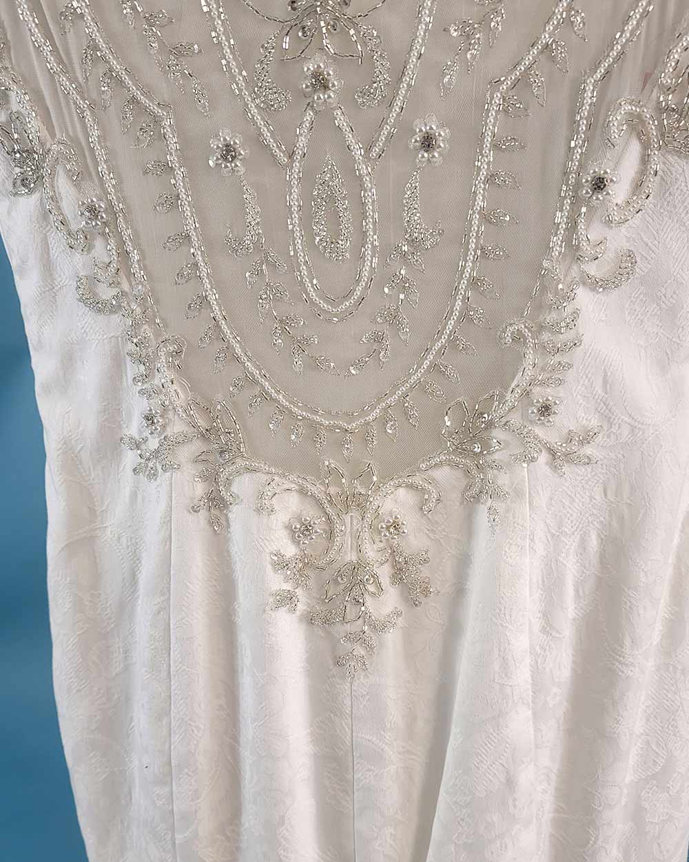 White Fish Tail Illusion Wedding Dress Size 10 - Image 8