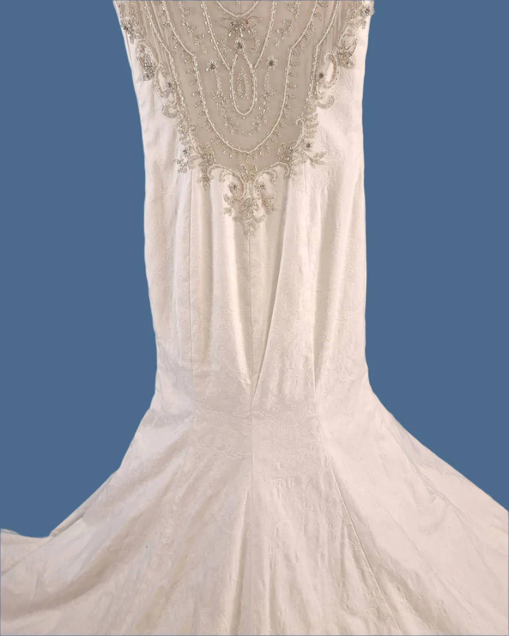 White Fish Tail Illusion Wedding Dress Size 10 - Image 9