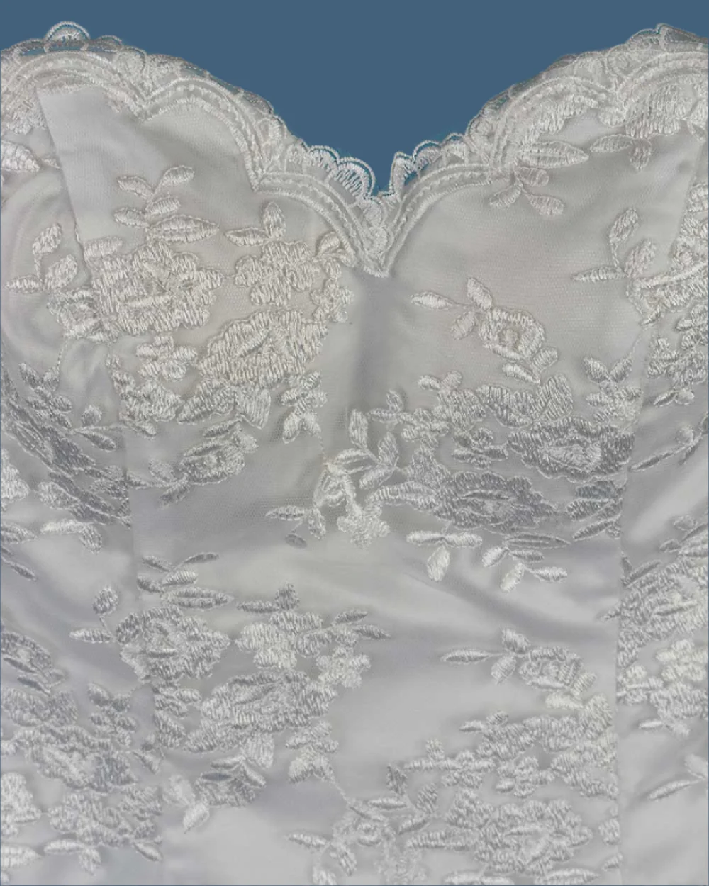 White Strapless Floral Lace Wedding Dress - Image 5