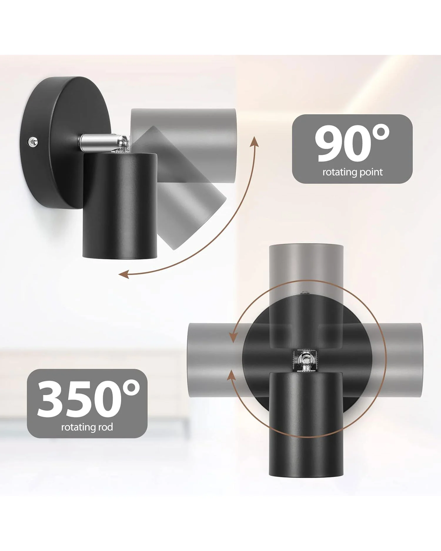 ZISHATUO LED Ceiling Spotlight Rotatable 2 Pack Black - Image 2