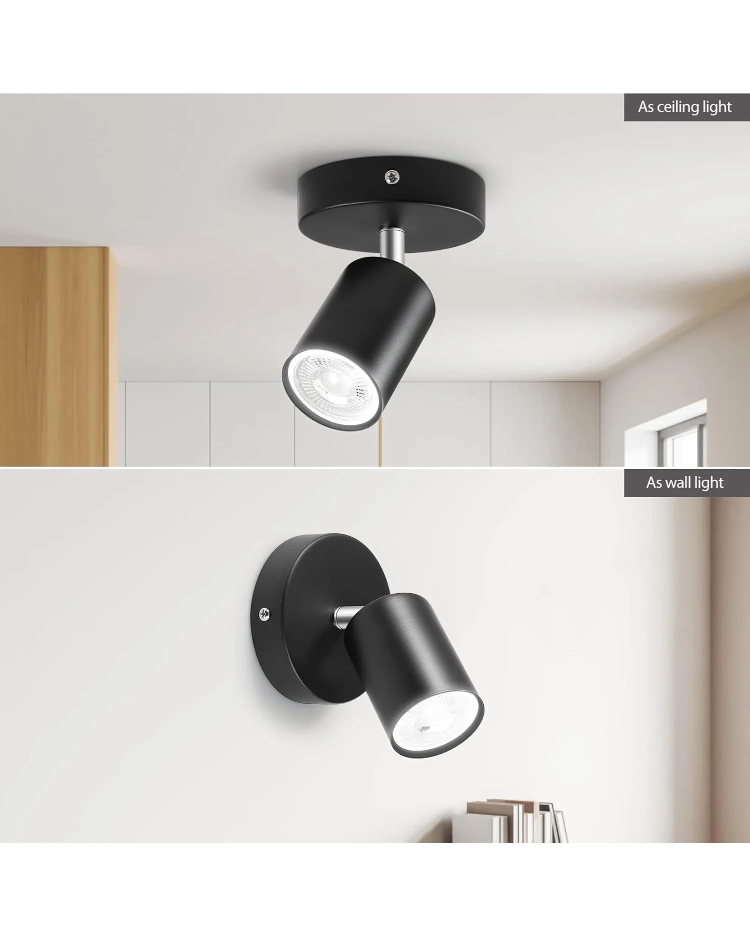 ZISHATUO LED Ceiling Spotlight Rotatable 2 Pack Black - Image 6